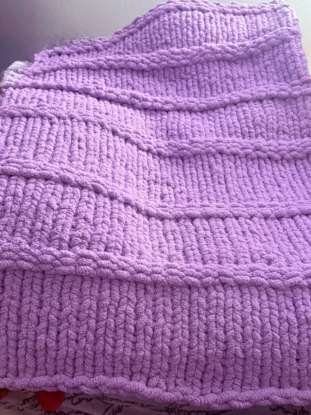 Plush Chunky Knit Throw Blanket - Lavender